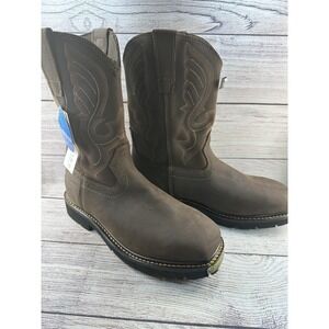 Cody James Men's Brown Waterproof Composite Toe Pull On Work Boots Size 10 D
